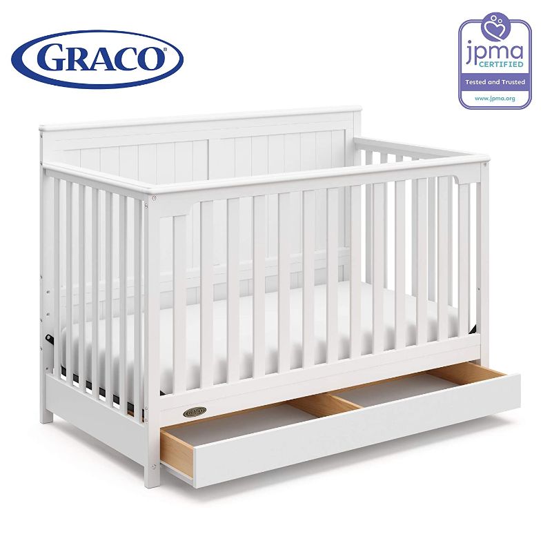 Photo 1 of Graco Hadley 4-in-1 Convertible Crib with Drawer - White