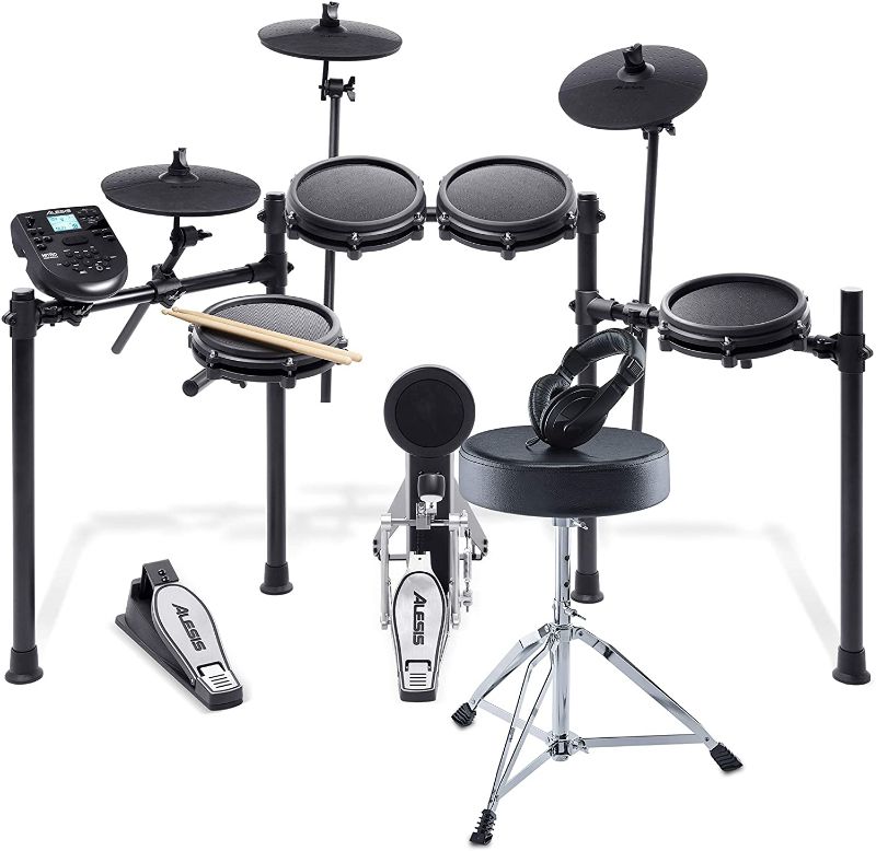 Photo 1 of Alesis Drums Nitro Mesh Kit Bundle – Complete Electric Drum Set With an Eight-Piece Mesh Electronic Drum Kit, Drum Throne, Headphones and Drum Sticks
