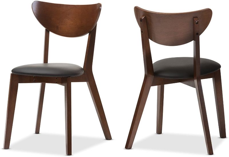 Photo 1 of Baxton Studio Desta Mid-Century Walnut Brown Dining Chair (Set of 2), Black/Walnut Brown PARTS ONLY 
NO HARD WARE 