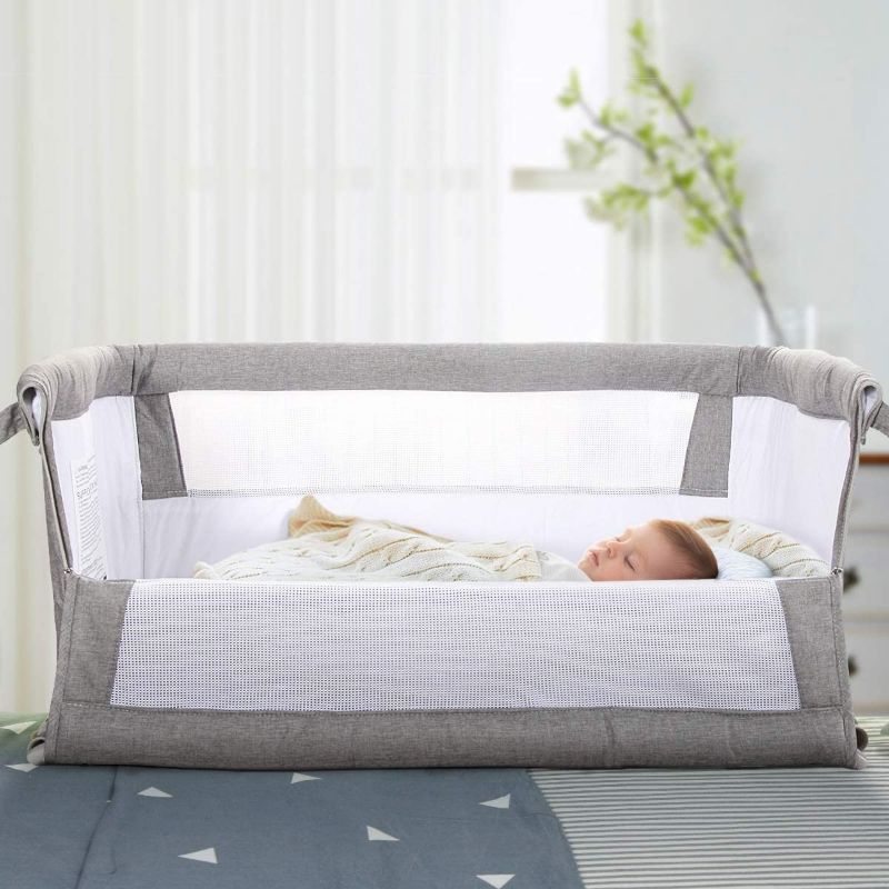 Photo 1 of Baby Bassinet,RONBEI Bedside Sleeper,Baby Bed to Bed,Babies Crib Bed, Adjustable Portable Bed for Infant/Baby Boy/Baby Girl/Newborn (Light Grey)
