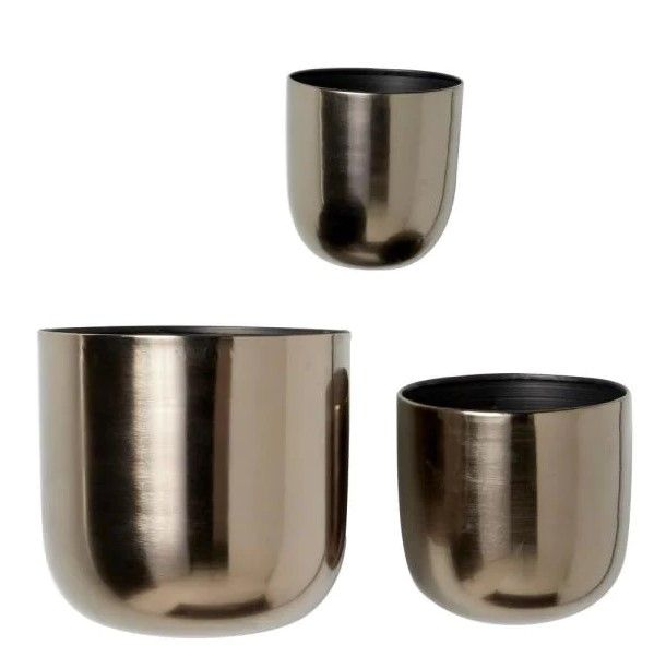 Photo 1 of 9 in. Black Metal Contemporary Planter (3-Pack)
