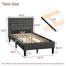 Photo 1 of Chinatera Upholstered Button-Tufted Platform Bed with Strong Wood Slat Support (Twin Gray)-WF193141EAA
