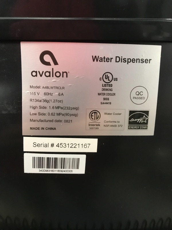 Photo 2 of ***DAMAGED***Avalon Bottom Loading Water Cooler Water Dispenser with BioGuard- 3 Temperature Settings - Hot, Cold & Room Water, Durable Stainless Steel Construction, Anti-Microbial Coating- UL/Energy Star Approved
