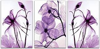 Photo 1 of 3 Piece Rose Wall Art Dark Red Petal Floral Paint Print on Canvas Modern Flower