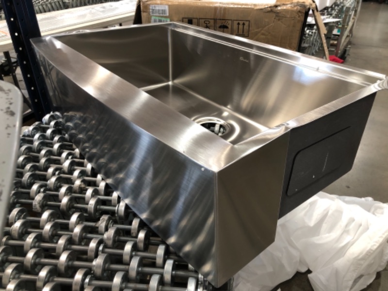 Photo 2 of (MAJOR DENTS) 
33 Farmhouse Sink - Sarlai 33 Inch Kitchen Sink Apron Front Stainless Steel 16 Gauge Single Bowl Kitchen Farm Sink
