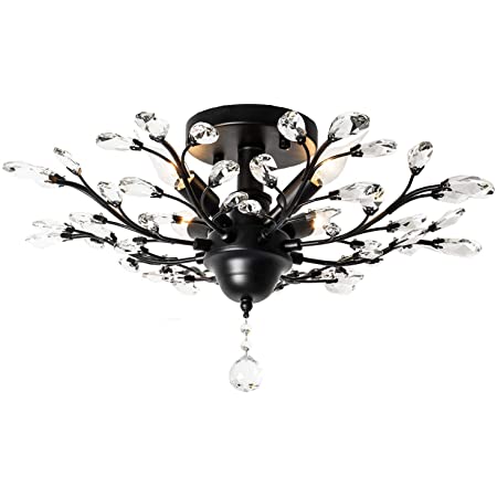 Photo 1 of (BROKEN LIGHT JOINT)
Injuicy Lighting Vintage K9 Crystal Metal Edison Branches Led Ceiling Lights Fixtures Retro Wrought Iron French Villa Ceiling Lamp Shade for Living Room Bedroom Porch Chandelier (Black Dia.30.7 Inch)
