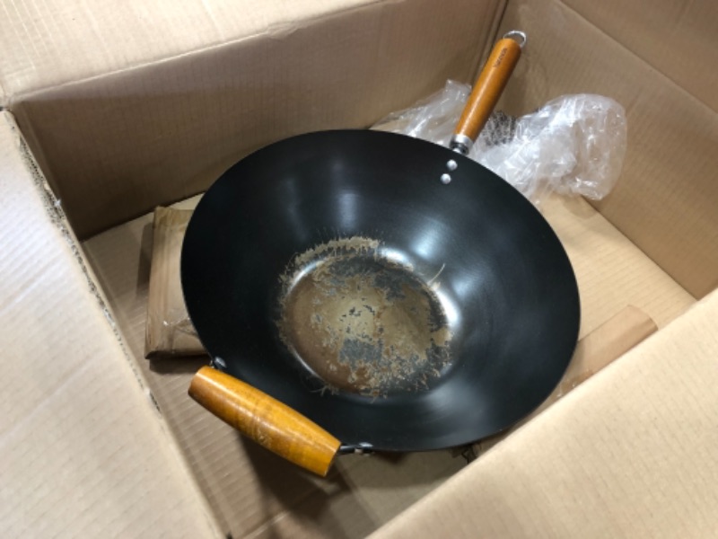 Photo 1 of **USED ** Kenmore Hammond Flat Bottom Carbon Steel Wok, 14-Inch, Black
