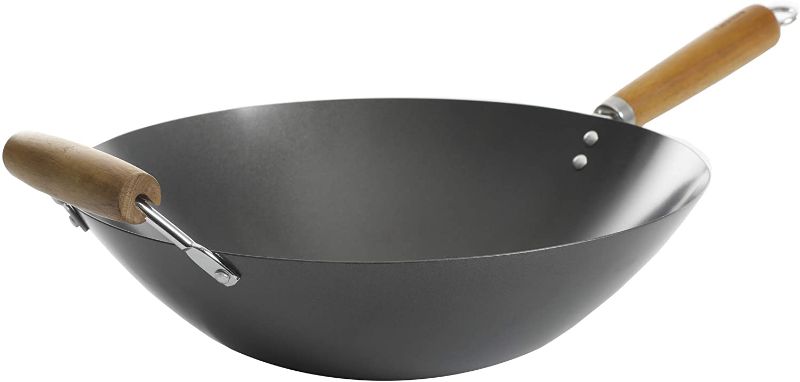 Photo 1 of **USED ** Kenmore Hammond Flat Bottom Carbon Steel Wok, 14-Inch, Black
