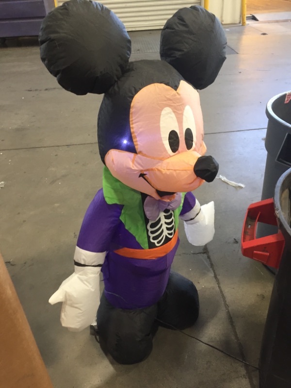 Photo 2 of 3.5 ft. Mickey in Purple Skeleton Costume Airblown Disney Halloween Inflatable
