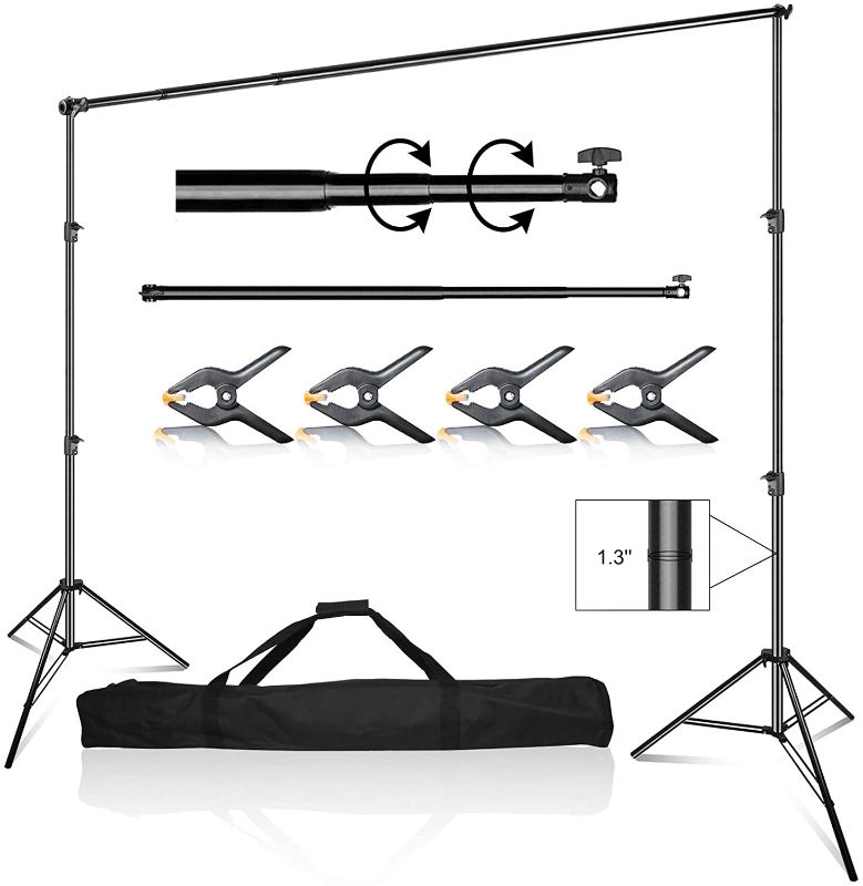 Photo 1 of Photo Video Studio Heavy Duty Adjustable Backdrop Support System Kit, Photography Muslin Background Stand with Carry Bag