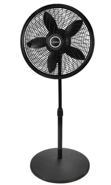 Photo 1 of LASKO Cyclone Adjustable-Height 18 in. 3 Speed Black Oscillating Pedestal Fan
