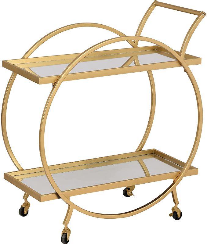 Photo 1 of Gold Odessa Bar Cart, 27.5 x 14 x 33 (70123)