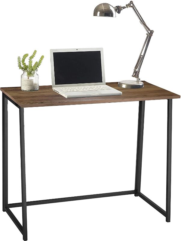 Photo 1 of Urban Shop Folding Computer Desk-No Tools Assembly, Wood Top with Black Legs
