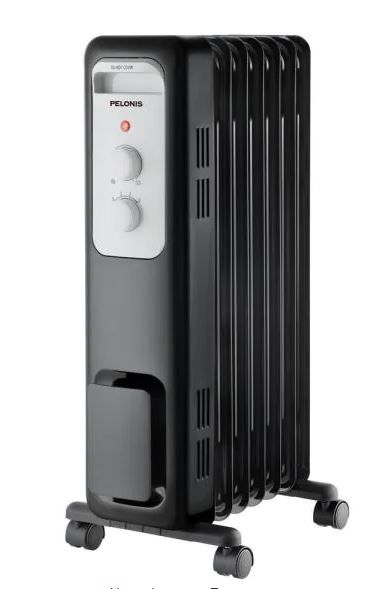 Photo 1 of Pelonis 1,500-Watt Oil-Filled Radiant Electric Space Heater with Thermostat, Black

//TESTED AND TURNS ON BUT DOES NOT FUNCTION 
