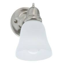 Photo 1 of 1-Light Satin Nickel Sconce with Frosted Opal Glass Shade
