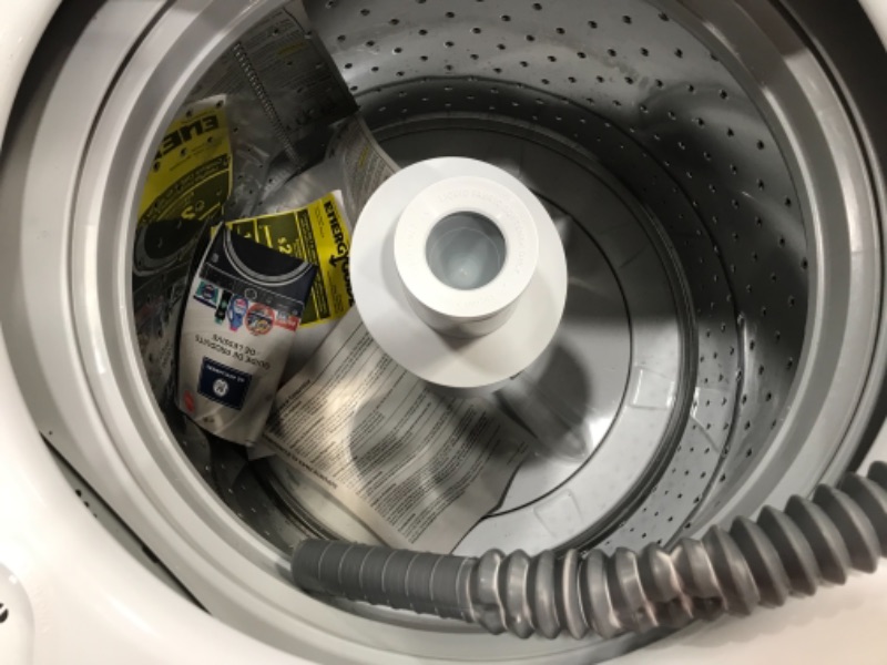 Photo 7 of (MULTIPLE LG/SM DENTS&SCRATCHES; BENT TUBE) 
HotPoint 3.8 cu. ft. White Top Load Washing Machine with Stainless Steel Tub