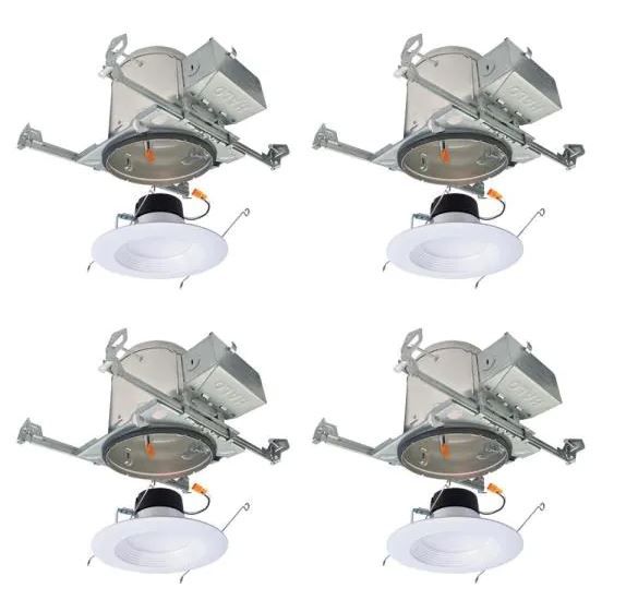 Photo 1 of LT 6 in. New Construction IC Housing and Dimmable White Integrated LED Recessed Ceiling Light Retrofit Kit (4-Pack)
