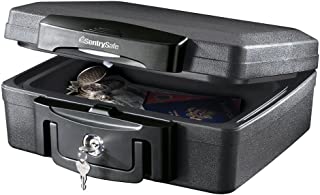 Photo 1 of (BROKEN OFF LID) 
SentrySafe H0100 Fireproof Waterproof Box with Key Lock, 0.17 Cubic Feet, Black