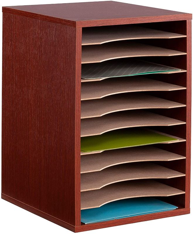 Photo 1 of Safco Products 9419CY Vertical Desk Top Sorter, 11 Compartment, Cherry
