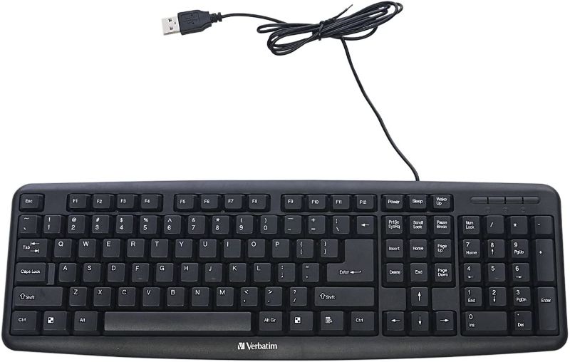 Photo 1 of Verbatim Slimline Corded USB Keyboard - Black
