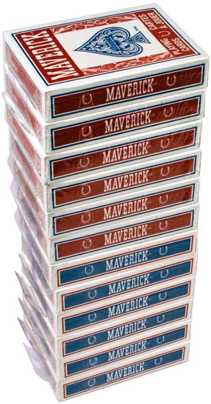 Photo 1 of Maverick Standard Playing Cards 12 Pack, Poker Size Standard Index, 12 Decks of Cards (6 Blue and 6 Red), Blackjack, Euchre, Canasta, Pinochle Card Ga
