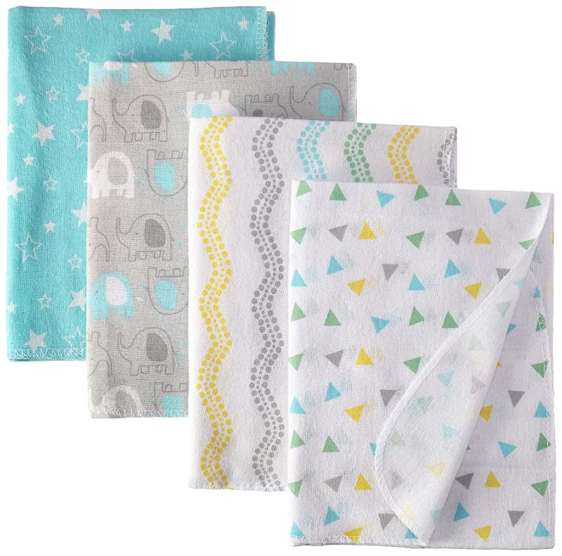 Photo 1 of Luvable Friends Basics Baby Flannel Receiving Blankets, 4-Pack - Basic Elephant
