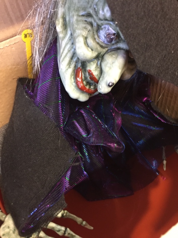 Photo 1 of JOYIN Halloween Animated Witch Candy Bowl, Witch Candy Bowl with LED Eyes and Creepy Sound (Sound Activated) for Trick-or-Treat, Halloween Party Decor
