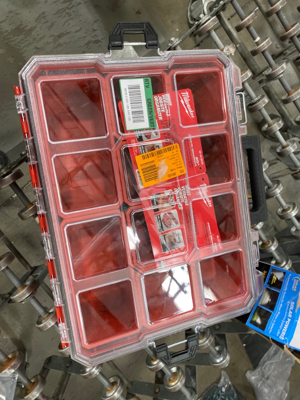 Photo 2 of 10-Compartment Red Deep Pro Portable Tool Box with Storage and Organization Bins for Small Parts
