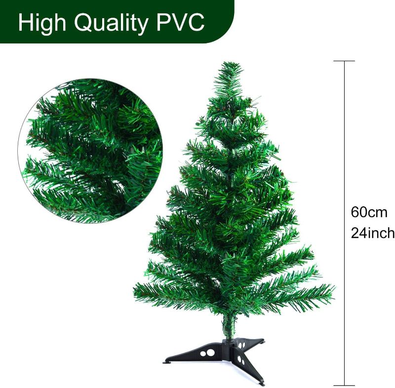 Photo 1 of 24" Tabletop Christmas Tree, Miniature Pine Christmas Tree with Hanging Ornaments, Xmas Decoration Tree Décor (Xmas Tree)
