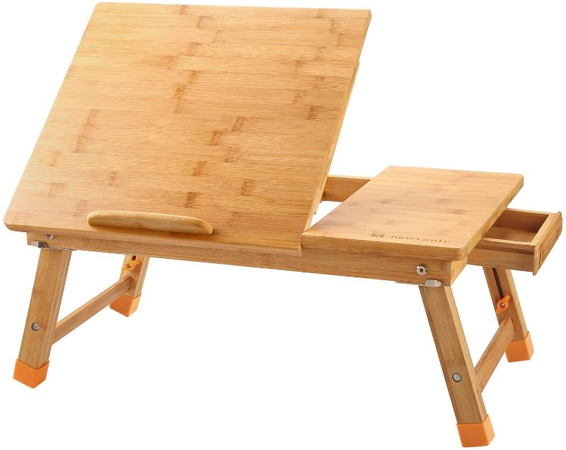 Photo 1 of 
Laptop Desk Nnewvante Table Adjustable 100% Bamboo Foldable Breakfast Serving Bed Tray w' Tilting Top Drawer
