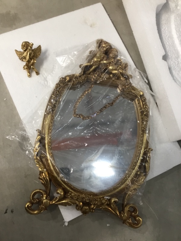 Photo 2 of 16.5 x 9.5 inches Wall Mirror with Cherub and Floral Ornaments