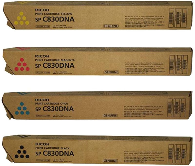 Photo 1 of Ricoh 821181, 821182, 821183, 821184 Standard Yield Toner Cartridge Set - Ricoh Aficio SP C830DN