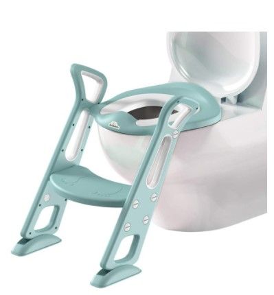 Photo 1 of BlueSnail 3 Step Plastic Potty Training Toilet Seat with Step Stool Ladder for Kids (Light Green PU Cushion)