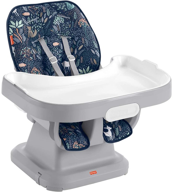 Photo 1 of Fisher-Price Spacesaver Simple Clean High Chair, Moonlight Forest, Portable Baby-to-Toddler Dining Chair and Booster Seat with Easy Clean Up Features, Multi, 7.59 lb
