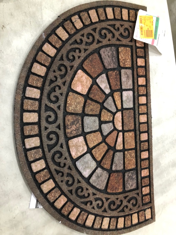 Photo 3 of *damaged* StyleWell Half Round Stone 18 in. X 30 in. Door Mat, Browns and Tans Printed on a Flocked Surface