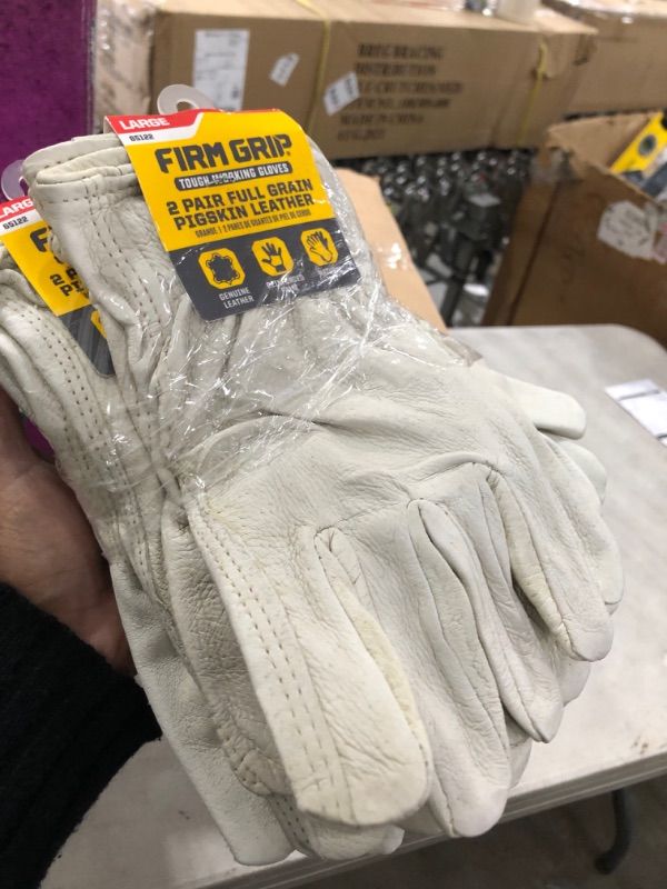 Photo 2 of 4 PACKS  2 PAIRS EACH OF FIRM GRIP Large Grain Pigskin Leather Work Gloves-5123-06 - 