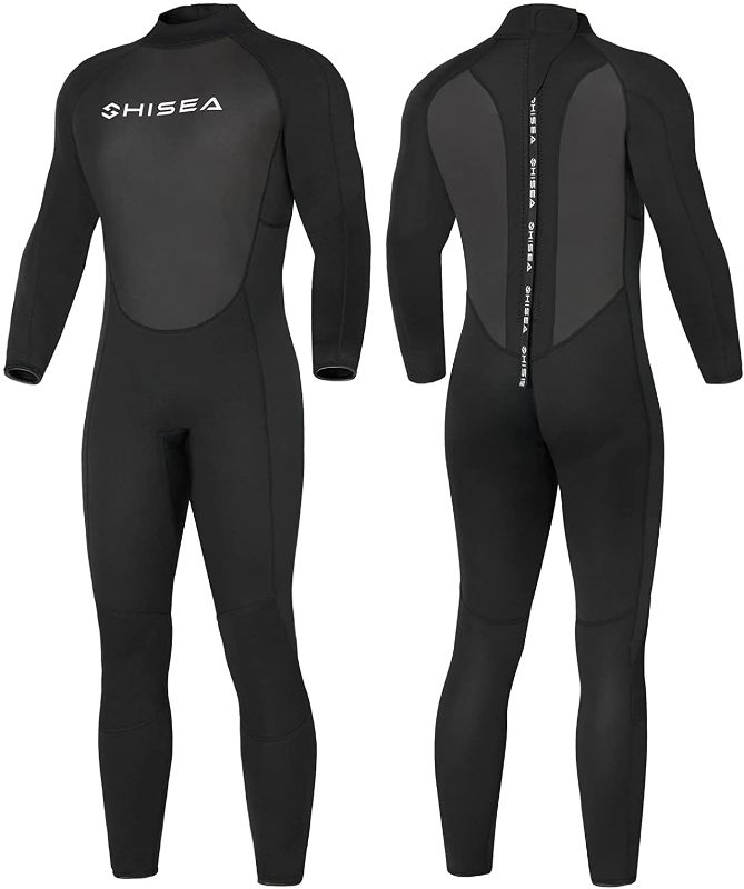 Photo 1 of HISEA Wetsuit Men Neoprene Full Scuba Diving Suits Thermal Swimsuit Long Sleeve Back Zip for Water Sports (medium)