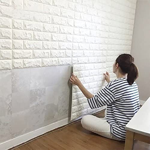 Photo 1 of 10PCS 3D Brick Wall Stickers, PE Foam Self-Adhesive Wallpaper Removable and Waterproof Art Wall Tiles for Bedroom Living Room Background TV Decor