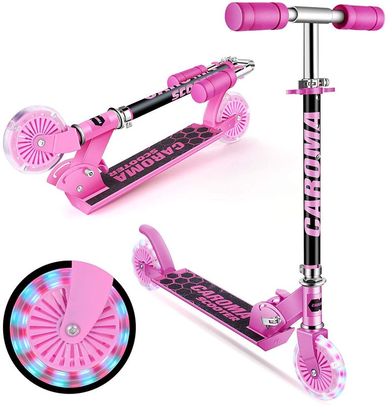 Photo 1 of Caroma Kick Scooter for Kids Ages 3-12, Light Up Wheels Scooter for Boys and Girls,Folding Scooter with Adjustable Handlebar