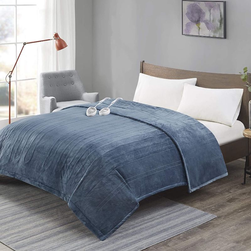 Photo 1 of Degrees Of Comfort [Advanced] Dual Control Electric Blanket Queen Size W/ Auto Shut Off | Microplush Heating Blankets for Bed & Living Room | Machine Washable | UL Certified - King- Blue