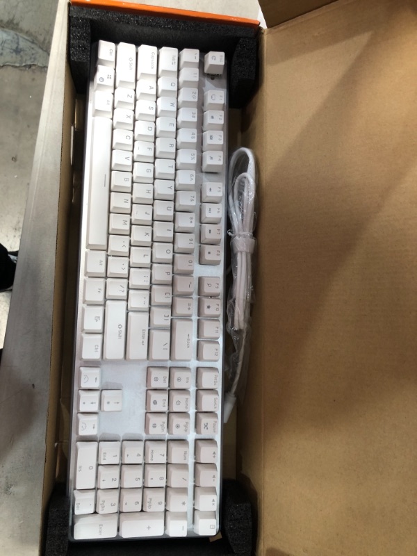 Photo 1 of RK ROYAL KLUDGE RK918 Wired Mechanical Keyboard, RGB Backlit Gaming Keyboard with Large LED Sorrounding Side Lamp, Full Size 108 Key Mechanical 100% Anti-Ghosting Computer Keyboard, Brown Switch White