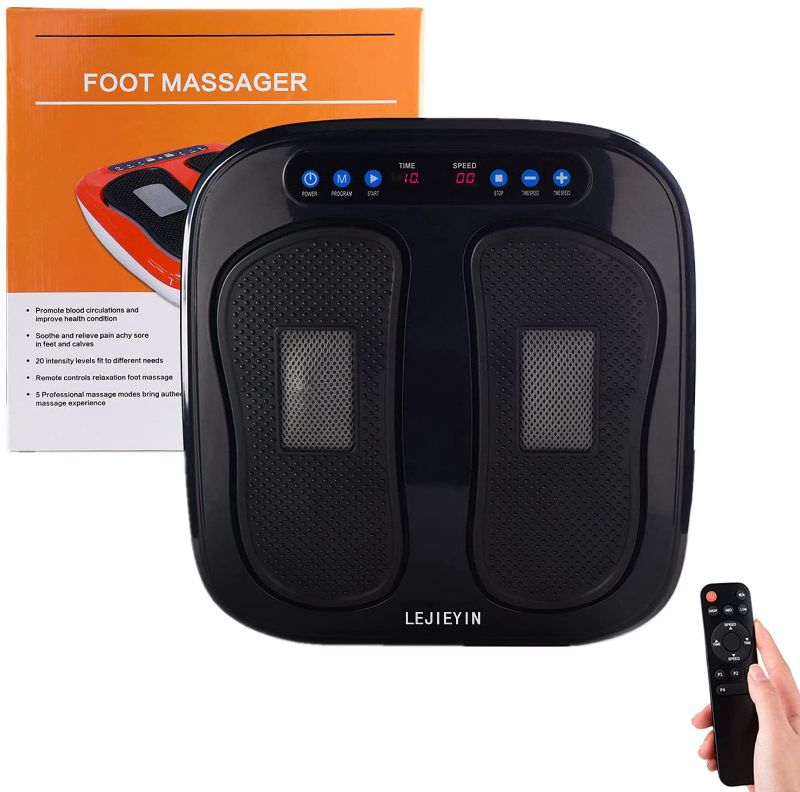 Photo 1 of LEJIEYIN
Vibration Feet Massager Electric Massager Legs Adjustable Vibration Speed Foot Rotating Foot and Leg Massager Platform with Rotating Acupressure Heads Multi Setting SPA with Remote Control (Black)