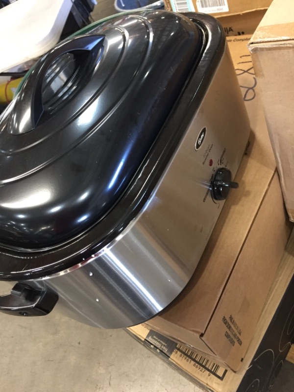 Photo 1 of 22 qt. Roaster Oven with Self-Basting Lid in Stainless Steel