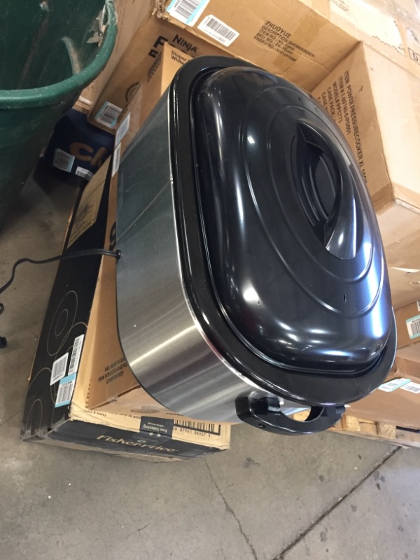 Photo 1 of 22 qt. Roaster Oven with Self-Basting Lid in Stainless Steel