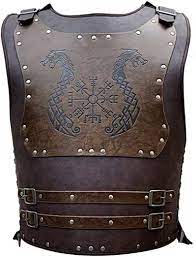 Photo 1 of HiiFeuer Viking Warrior PU Leather Chest Armor, Retro Knight Leather Body Armor, Medieval Leather Armor for LARP/Cosplay Activities, One Size One Color Adjustable