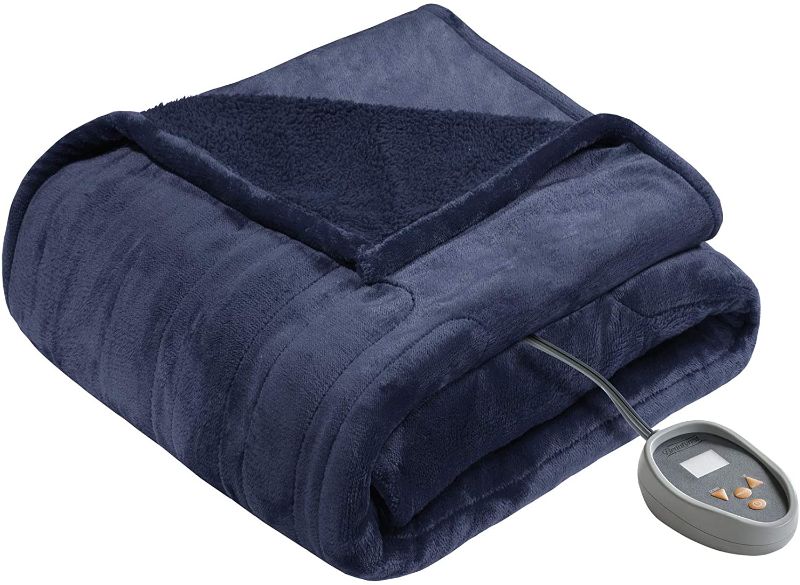 Photo 1 of Beautyrest Heated Microlight to Berber Elect Electric Blanket with 20 Heat Level Setting Controller, Twin: 62x84, Indigo,BR54-0646