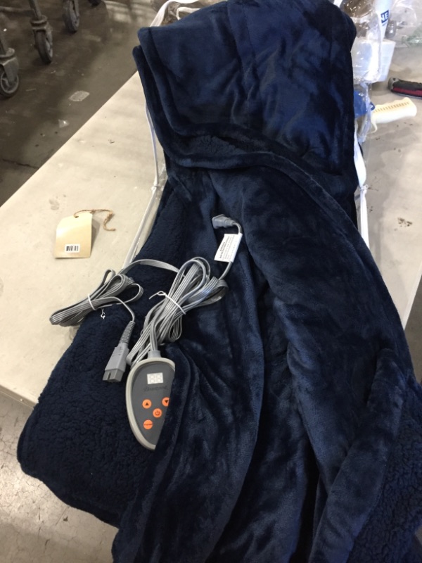 Photo 1 of Beautyrest Heated Microlight to Berber Elect Electric Blanket with 20 Heat Level Setting Controller, Twin: 62x84, Indigo,BR54-0646