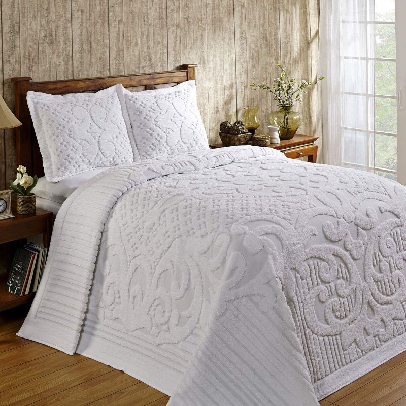 Photo 1 of Better Trends Ashton Collection is Super Soft and Light Weight in Medallion Design 100 Pecent Cotton Tufted Unique Luxurious Machine Washable Tumble Dry, King Bedspread, White