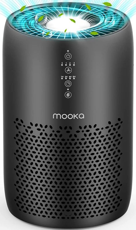 Photo 1 of MOOKA Air Purifier for Home Large Room 861 sq ft, H13 HEPA Filter Air Cleaner for Bedroom Office, Odor Eliminator for Allergies and Pets Dander Wildfire Smoke Pollen Dust Mold, Ozone-Free, Night Light