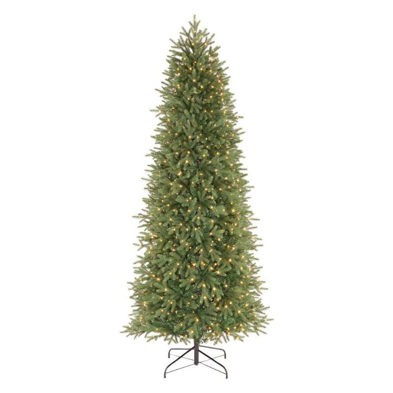 Photo 1 of Home Accents Holiday 7.5 Ft Jackson Noble Fir Slim LED Pre-Lit Artificial Christmas Tree with 700 Color Changing Micro Dot Lights
